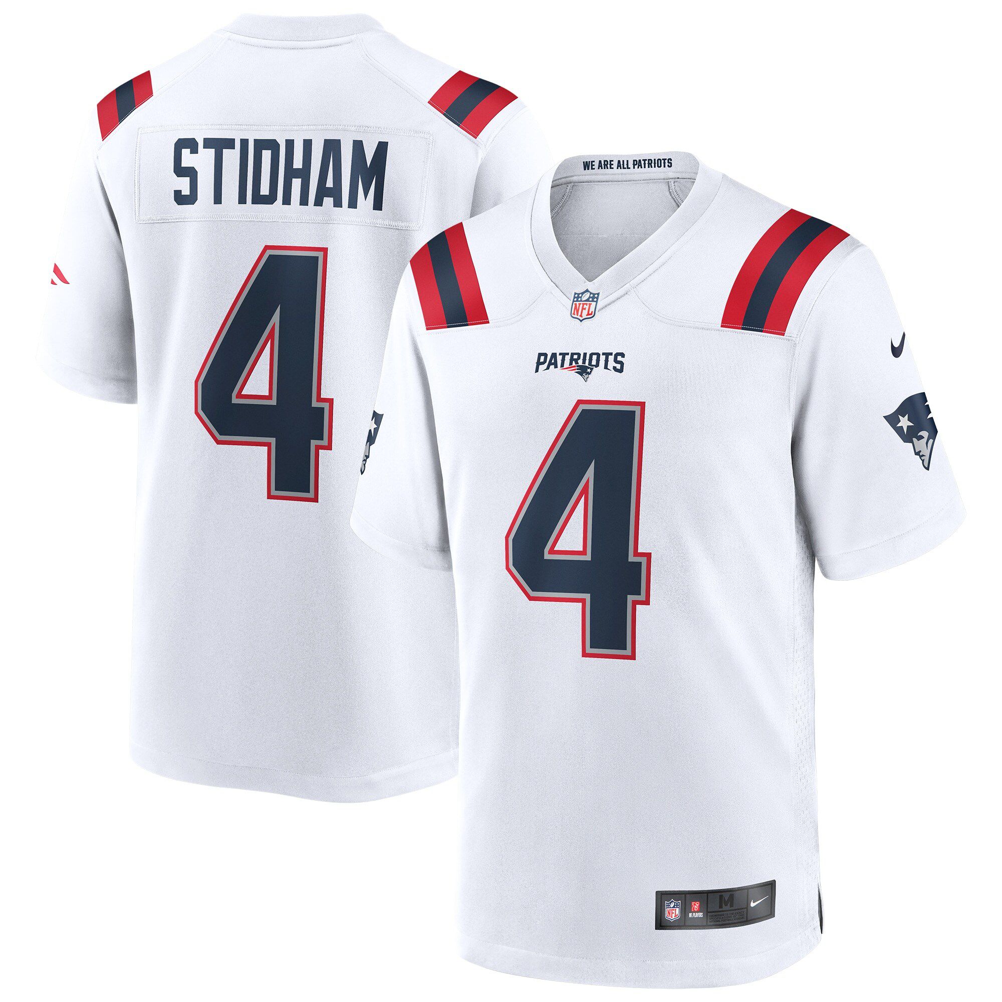 Men New England Patriots 4 Jarrett Stidham Nike White Game NFL Jersey